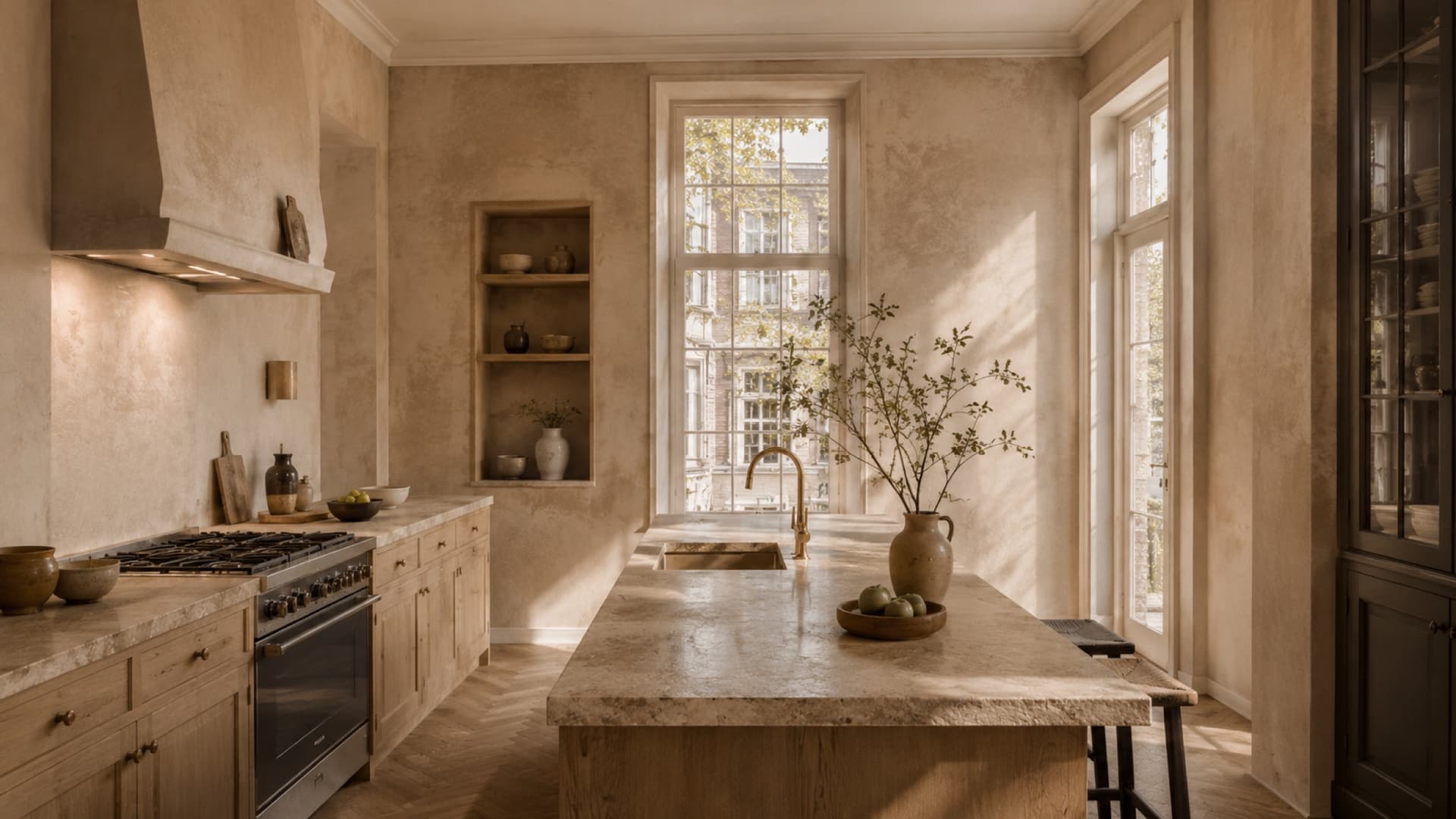 Keuken afgewerkt met leemstuc